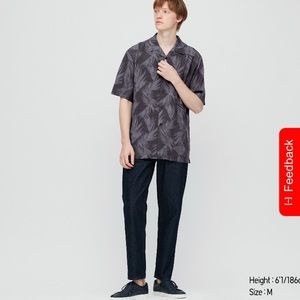 Uniqlo Men Rayon Open Collar Short Sleeve Shirt